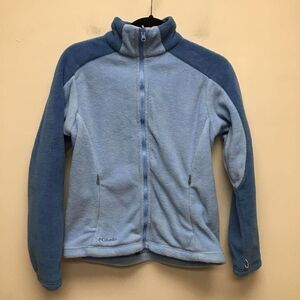 Columbia Womens Interchange Fleece Jacket Blue Waist Length Full Zip Mock Neck M